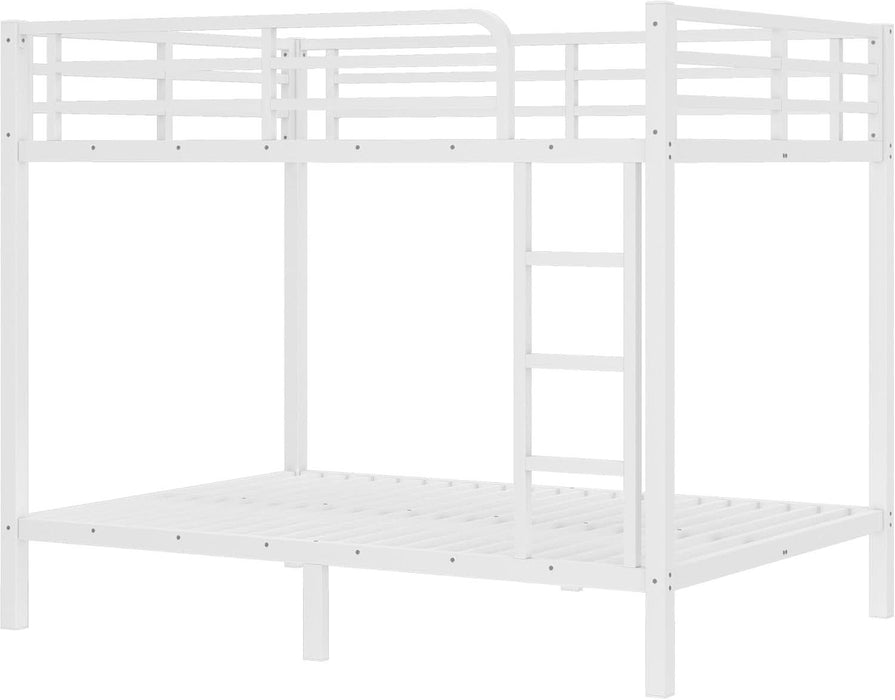 Full over Full Bunk Bed for Adults, Full Size Bunk Beds Frame with Build in Ladder and Full Length Guardrail, Easy Assemble Bunkbeds, Noise Reduced, Mattress Not Included, White