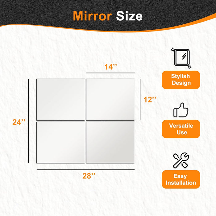 Frameless Glass Durable FullLength Wall Mirror Tiles
