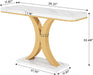 Modern Gold Console Table, 40 Inch Narrow Entryway Foyer Table with Geometric Base, Rustic Hallway Accent Table for Living Room, Entrance, White and Gold