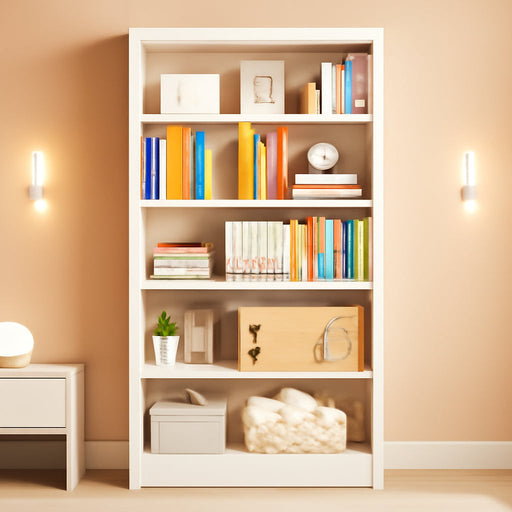 5-Tier Adjustable Bookcase, Heavy Duty Bookshelf with Book Stopper, Metal Bookcase for Library, Office, Living Room