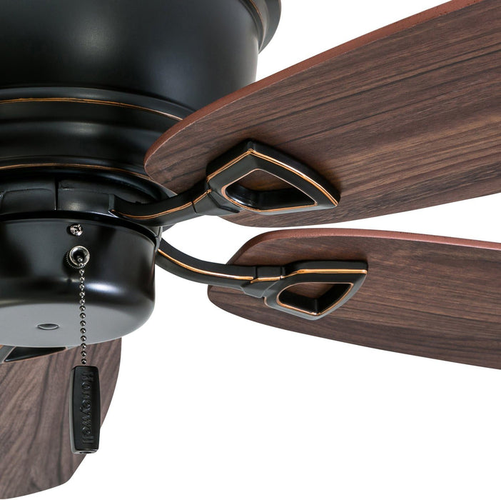 Ceiling Fans Glen Alden, 52 Inch Classic Flush Mount Indoor Ceiling Fan with No Light, Pull Chain, Quick-2-Hang Dual Finish Blades, Reversible Motor - 50516-01 (Oil Rubbed Bronze)