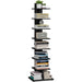 Vertical Bookshelf, 8-Tier Bookcase, Narrow Spine Book Shelf for Small Space, Corner Standing Shelf for Living Room, Office, Study, Entryway, Black BS06BK008