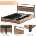 LED Queen Bed Frame with Storage Headboard & 4 Drawers, Industrial Metal Platform Bed with Power Charging Station & USB Ports