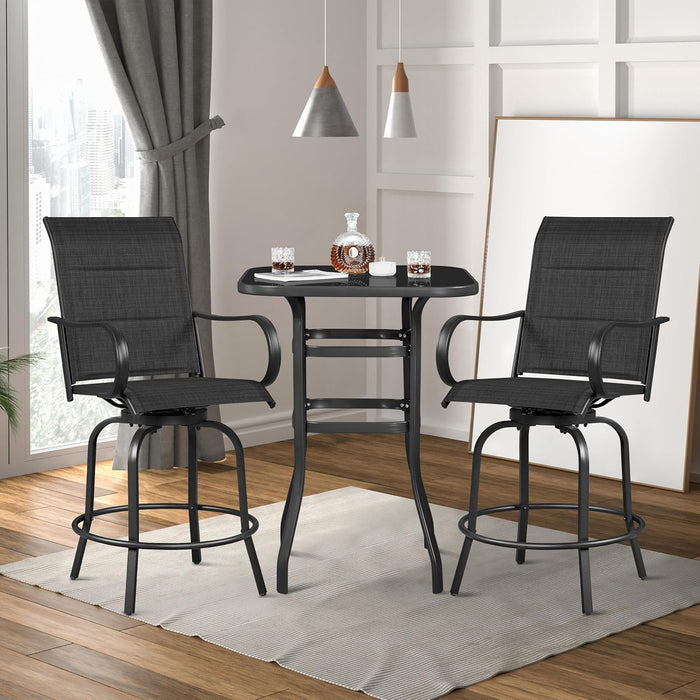 6 Piece Patio Swivel Bar Stools Texteline Chairs with High Back/Armrest/Footrest, All Weather Padded Seating Outdoor Furniture Height Outdoor Chairs for Outside, Lawn & Garden