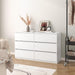 6 Drawer Dresser for Bedroom, Modern White Chest of Drawers No Handles Large Storage, Wood Dressers with Wide Drawers for Closet, Living Room, Home Office(43.3" W X13.4 Dx 26.4" H)