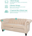 3 Piece Living Room Set, Sectional Chesterfield Sofa Chair Contemporary Upholstered Velvet Loveseat Couch Sets for Living Room, Bedroom, Office (Beige)