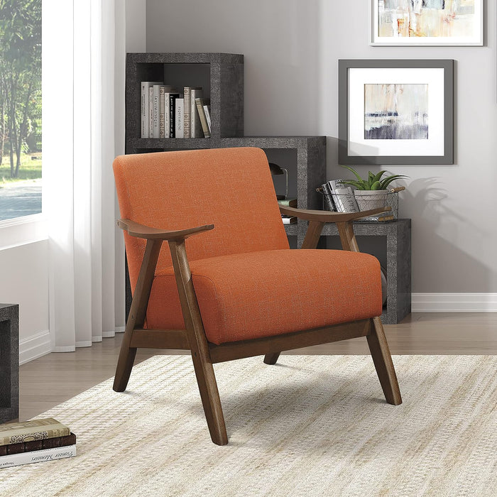 Orange Mid Century Modern Upholstered Accent Chair