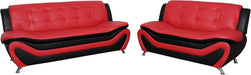 Aldo ((3 Piece) Modern Sofa Set, Black/Red