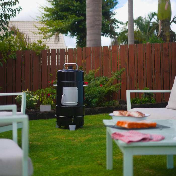 4 Tier Vertical Freestanding Charcoal Smoker Portable BBQ Grill with Temperature Gauge for Outdoors, 564 Square Inch Cooking Area, Black