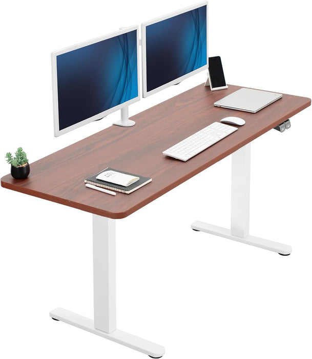 60" Electric Stand Up Desk Dark Walnut White