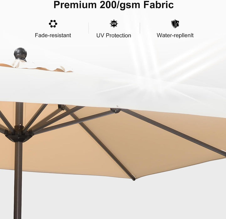 Outdoor Market Umbrella 10' X 10' Square Beige 8 Metal Ribs