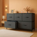 Dresser for Bedroom with 5 Drawers, Anti-Tip Wide Fabric Chests Storage Organizer Tower Furniture, TV Stand for TV up to 45 Inch with Wooden Top Metal Frame for Clothes, Living Room, Hallway, Entryway