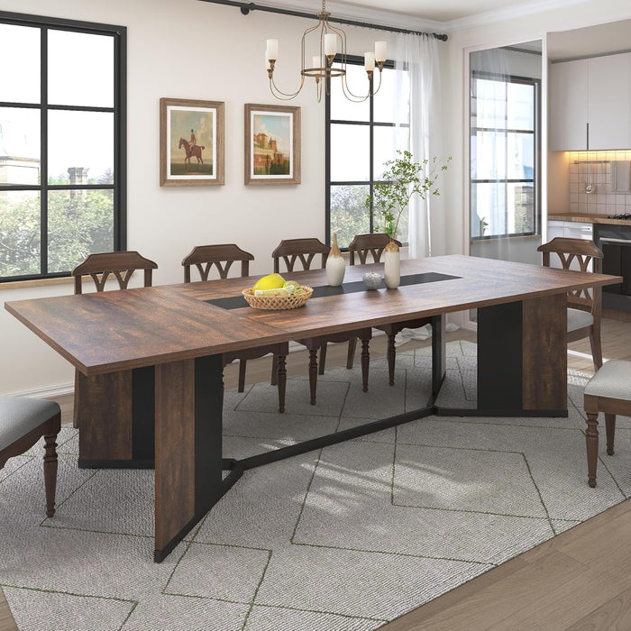Brown 94 Inch SolidWood Dining Table StainResistant