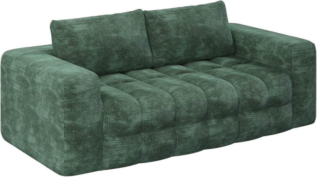 76 Inch Oversized DarkEmerald Velvet Chenille Couch