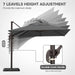9X12Ft Cantilever Patio Umbrella, Rectangle Offset Umbrella 7 Angle Tilts & 360° Rotation, Large Heavy Duty Outdoor Sun Umbrella for Pool Market, Grey