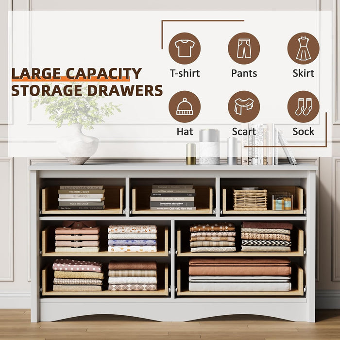 Dresser for Bedroom, 7 Drawer Dresser, White
