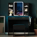 Vanity Desk with LED Lights Mirror & Power Outlet, Small Makeup Vanity Table Set with Storage Drawers & Chair, 3 Lighting Modes & Adjustable Brightness, Dressing Table for Women Girls Bedroom, Black