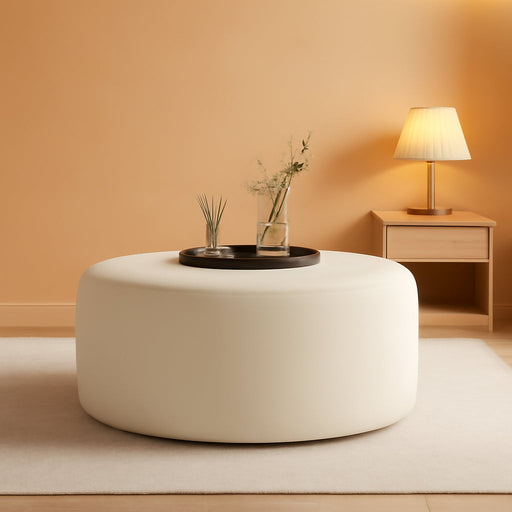 30" Modern round Ottoman Foot Rest Plush Velvet Multifunctional Extra Seat, Side Table, Accent Piece Footstool for Living Room Bedroom