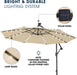 10Ft Solar LED Offset Patio Umbrella, Outdoor Cantilever Patio Umbrellas with Solor Lights for Backyard, Poolside and Garden, Easy Tilt Adjustment, 32 LED Lights & Polyester Shade, Beige