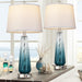 Table Lamps Set of 2 with Touch Control, Modern Glass Bedside Lamps with USB A+C Ports, 3-Way Dimmable Nightstand Lamp with White Fabric Shade, 27.5" Large Lamps for Living Room Bedrooms Decorations
