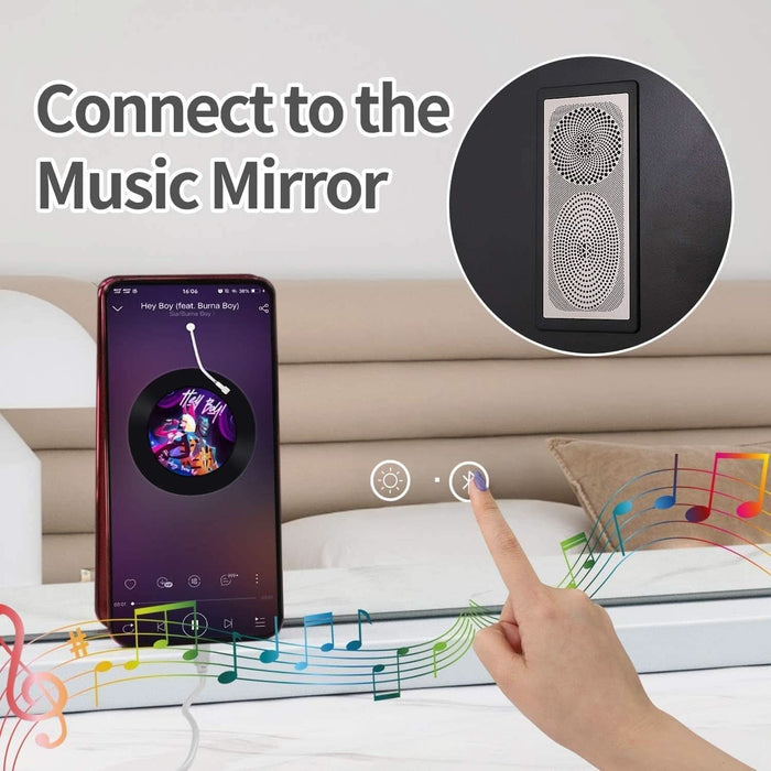 Vanity Mirror with Lights and Bluetooth Speaker 32"X 22.8" Hollywood Makeup Mirror with 18 LED Bulbs, Large Lighted Mirror with 3 Color Modes, USB Charging, 10X Magnification, Tempered Glass