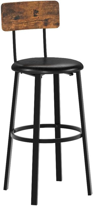 VASAGLE Bar Stools Set of 2, Barstools 29.7 Inches with Back, Modern Basic | Bar Height Stools, Bar Chairs, Steel Frame, Easy Assembly, Rustic Brown and Black, BARNET Collection ULBC069B81