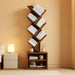 6 Tier Tree Bookshelf, Small Bookcase with Storage Cabinet, Modern Tall Narrow Bookshelves Organizer, Floor Standing Book Shelf for Bedroom/Living Room/Home Office/Corner, Rustic Brown