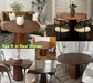 39” round Solid Wood Dining Table for 4-5 People, Modern Pedestal Small Kitchen Table Circle Tabletop with Walnut Wood Grain Finish, Saving Space, Walnut