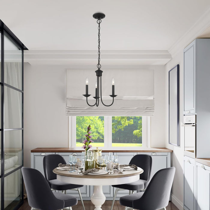Blackened Steel Three Light Chandelier Living Room