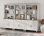 5 Tier Bookshelf 72" Tall Bookcase with Barn Doors, Large Farmhouse Display Book Shelf with 3 Drawers and Storage Cabinet, 3-In-1 Library Wood Bookshelves for Living Room or Kitchen, White