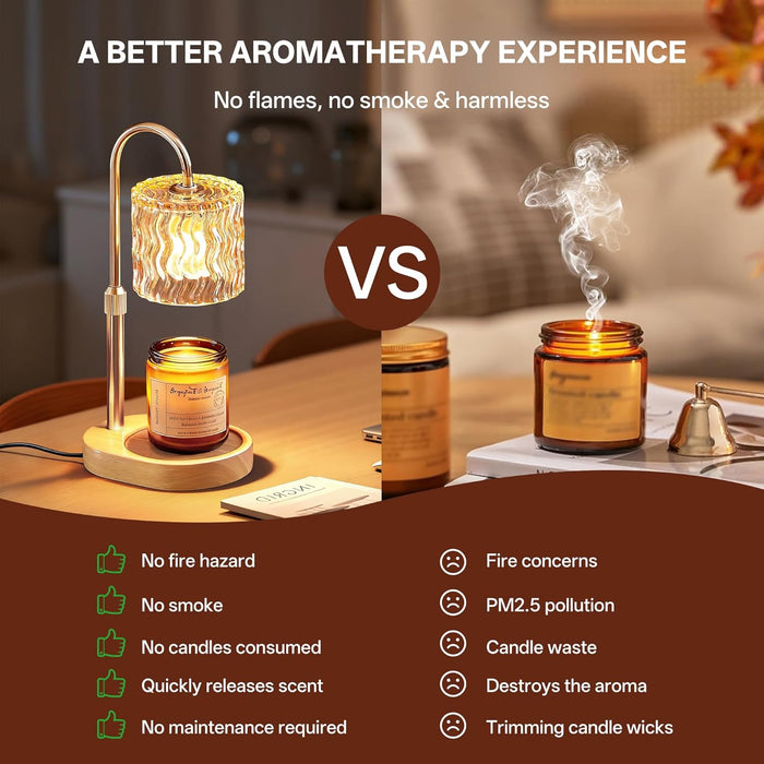 Candle Warmer Lamp with Timer, Height Adjustable Candle Lamp, Home Decor, Wax Melt Warmer for Birthday Chrismas for Mom, Women, Sister