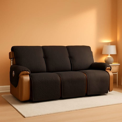 Waterproof Recliner Sofa Cover,Non Slip Couch Cover for Reclining Sofa Washable Furniture Protector with Elastic Straps Pocket for Kids, Pets (Chocolate, 3 Seater)