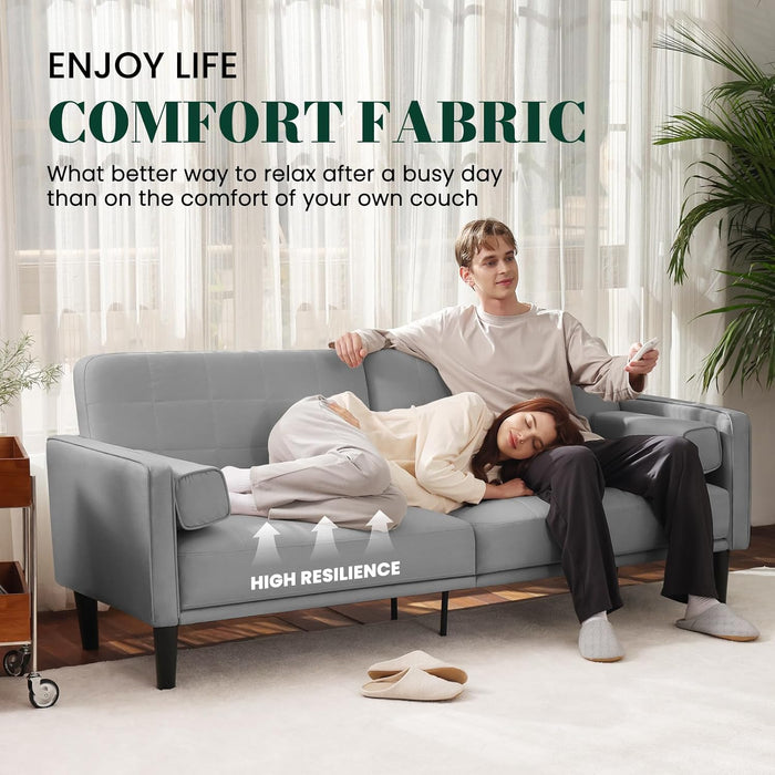 70" Light Gray Comfy Loveseat Sofa, Recliner Sofa Couch, with Removable Washable Cover, High Density Foam Cushions, Solid Wood Frame, Ideal for Living Rooms, Easy to Assemble