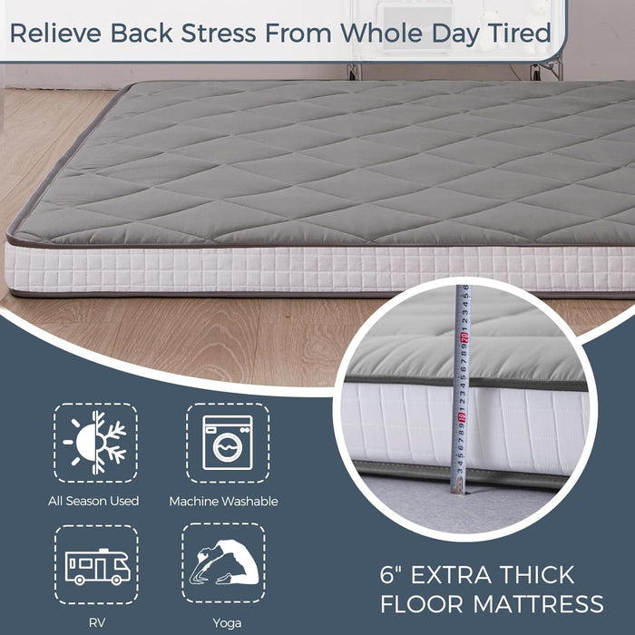 6"" Extra Thick Futon Mattress Floor Mattress， Diamond Pattern Mattress Pad Tatami Pad Japanese Floor Mattress for Adults Floor Bed Roll up Mattress Guest Mattress, Full