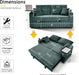 65Inch Sleeper Sofa Bed CorduroyFabric Emerald Green