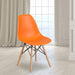 Elon Series Orange Plastic Chair with Wooden Legs for Versatile Kitchen, Dining Room, Living Room, Library or Desk Use