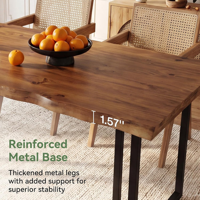 63" Solid Wood Dining Table for 4–6 with Live-Edge Top, Walnut