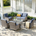 6-Piece Wicker Patio Conversation Set, Beige, 6 Seats