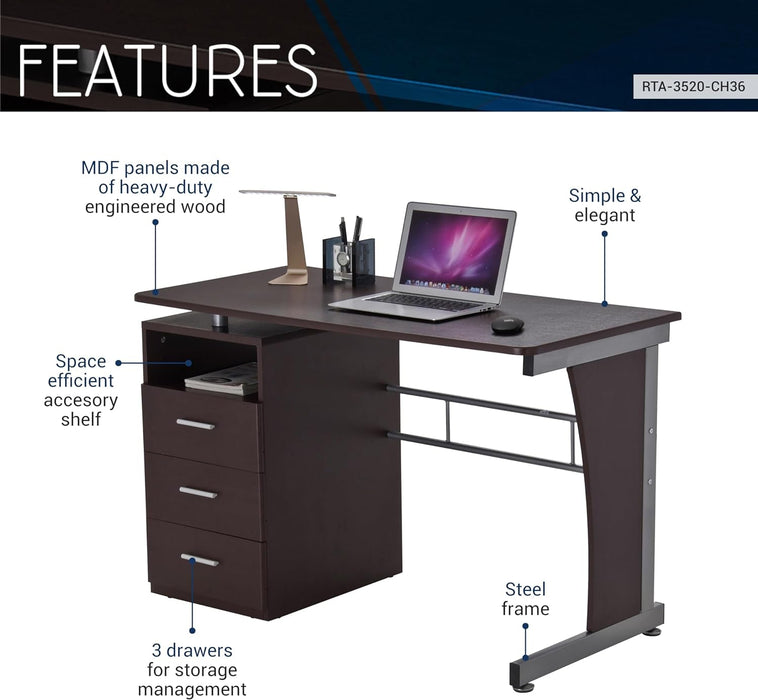 48 Inch Computer Desk with Drawers for Home Office - ShipItFurniture