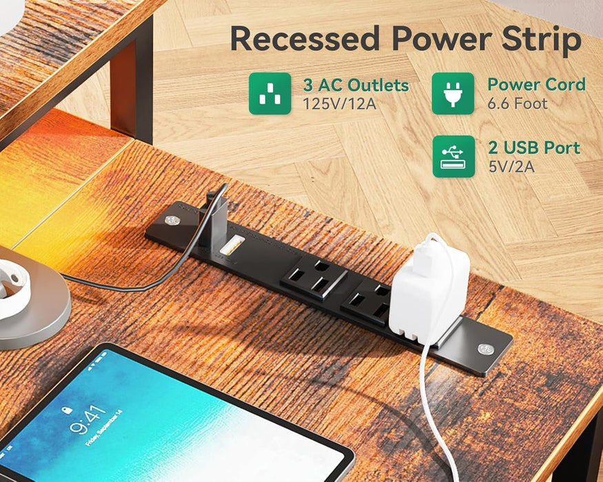 48 Inch L Shaped Gaming Desk with USB Ports - ShipItFurniture