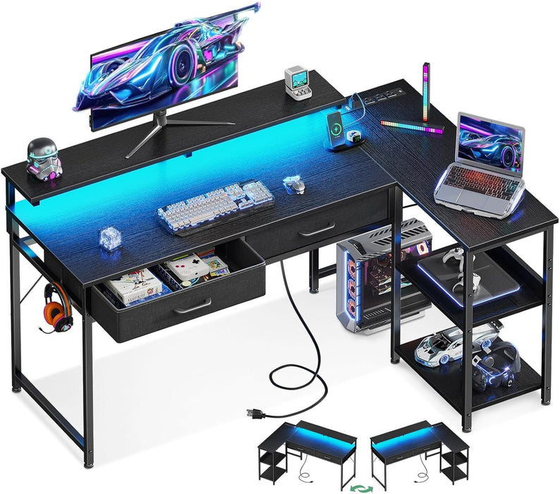 48 Inch L Shaped Gaming Desk with USB Ports - ShipItFurniture