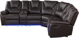 Faux Leather Reclining Sectional Sofa with LED Lights