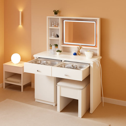 White Vanity TwentyThreePointSixInch DressingTable With Illuminated Mirror