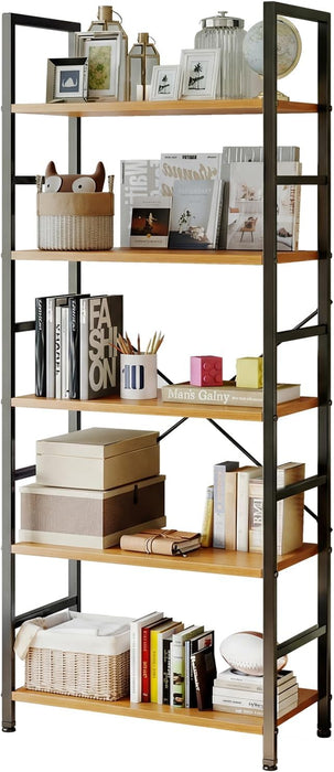 Industrial SolidWood Five Tier Bookcase Living Room