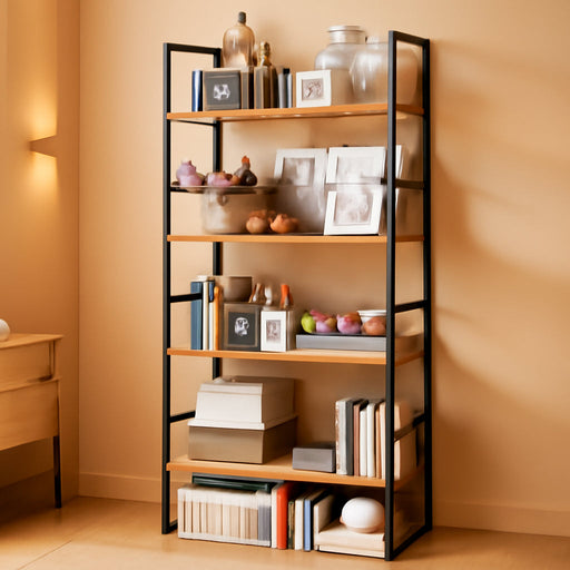 Industrial SolidWood Five Tier Bookcase Living Room