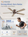 52Inch Brown Flush Mount Ceiling Fan RemoteDCMotor