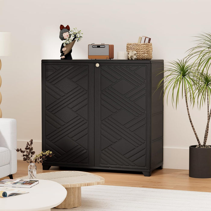 Outdoor Storage Cabinet With Doors Black 34x15x34