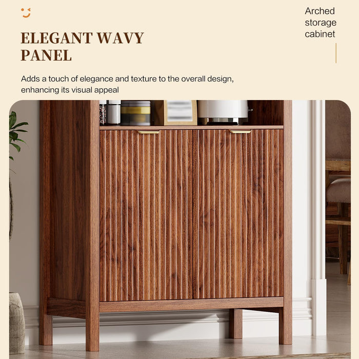 SeventyOneInch Walnut Arched Pantry Cabinet Shelves