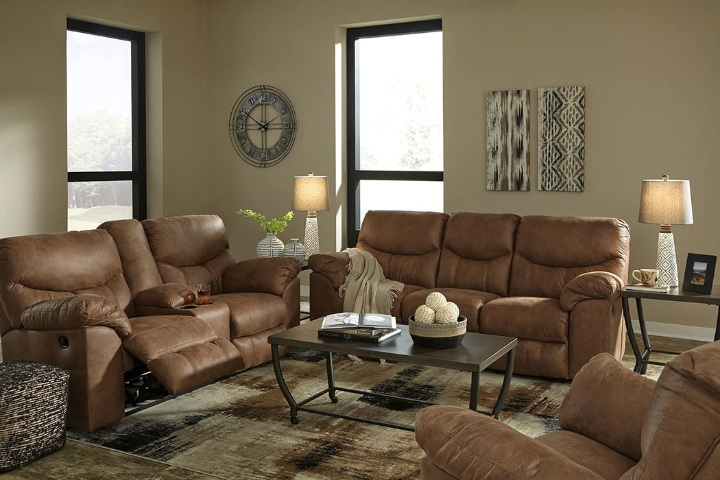 Brown Faux Leather Recliner Loveseat