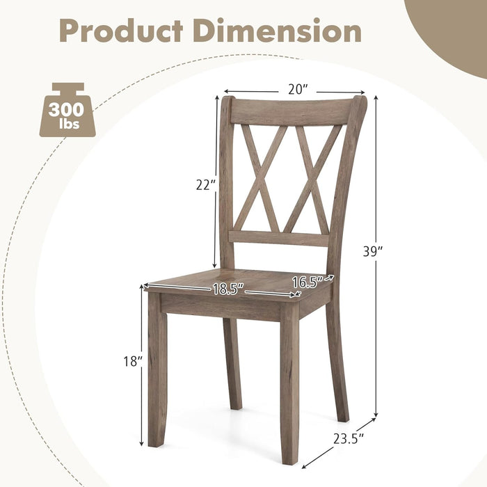 Wooden Dining Chairs Set of 4, Mid-Century Farmhouse Kitchen Side Chairs with Ergonomic Seat & High Backrest, Armless Dinette Chairs with Rubber Wood Frame for Dining Room, Living Room, Brown
